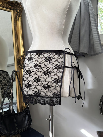 The Lucia Wrap Skirt - Noir Lace